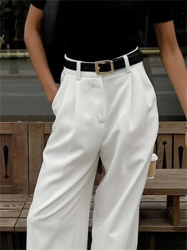 Patchwork High Waist Casual Wide Leg Trousers