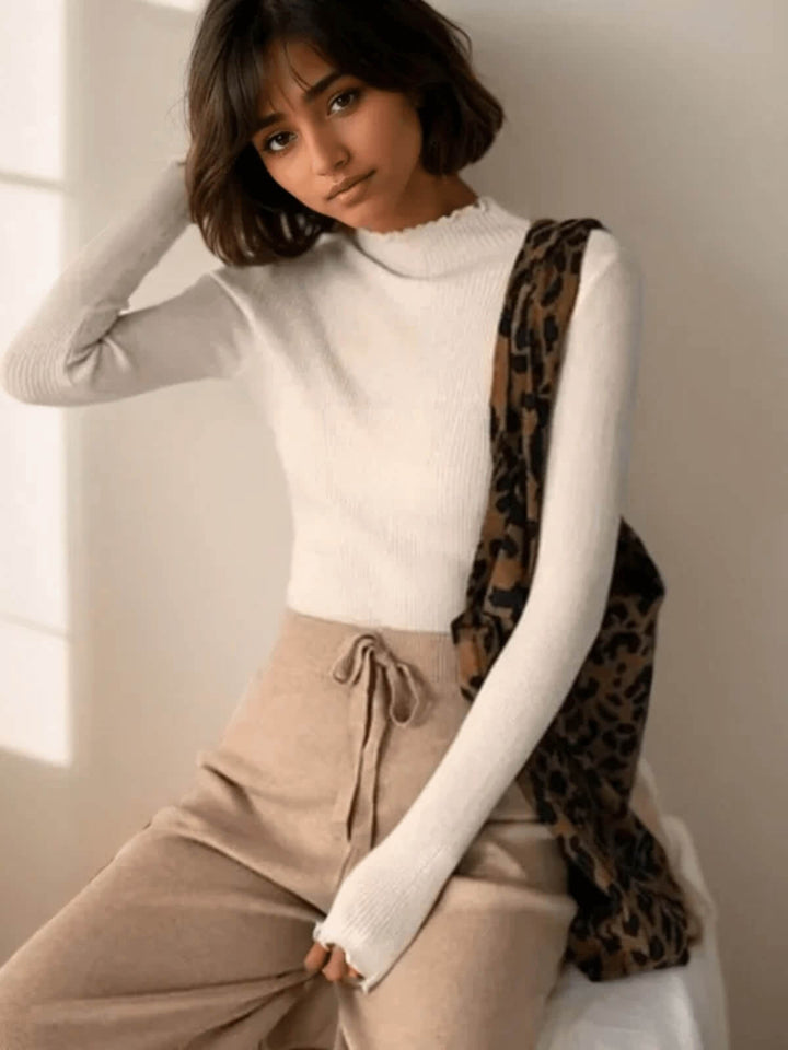 Sexy Turtleneck Ruched Slim Tops Sweater