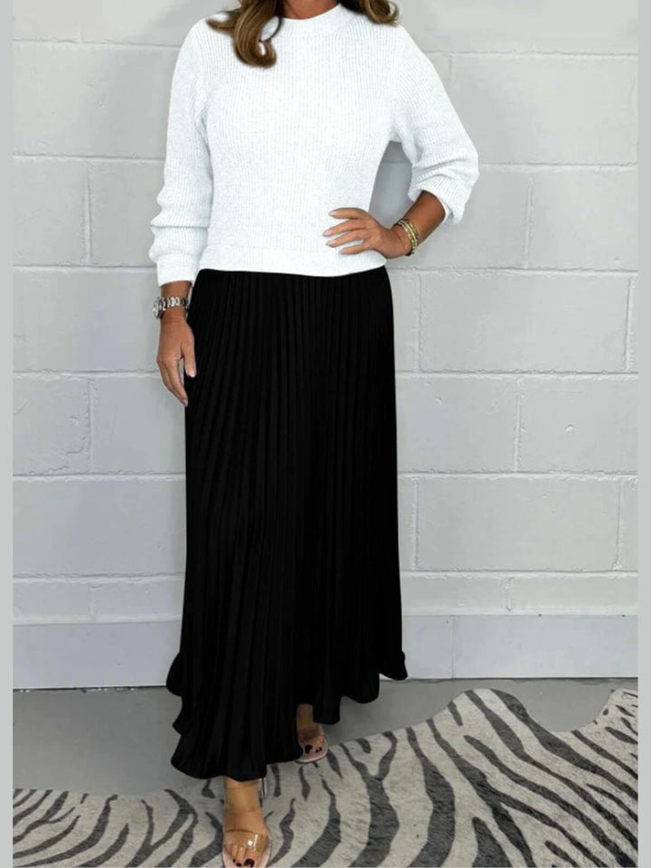 Elagant Two-Piece Sweater And Skirt Set