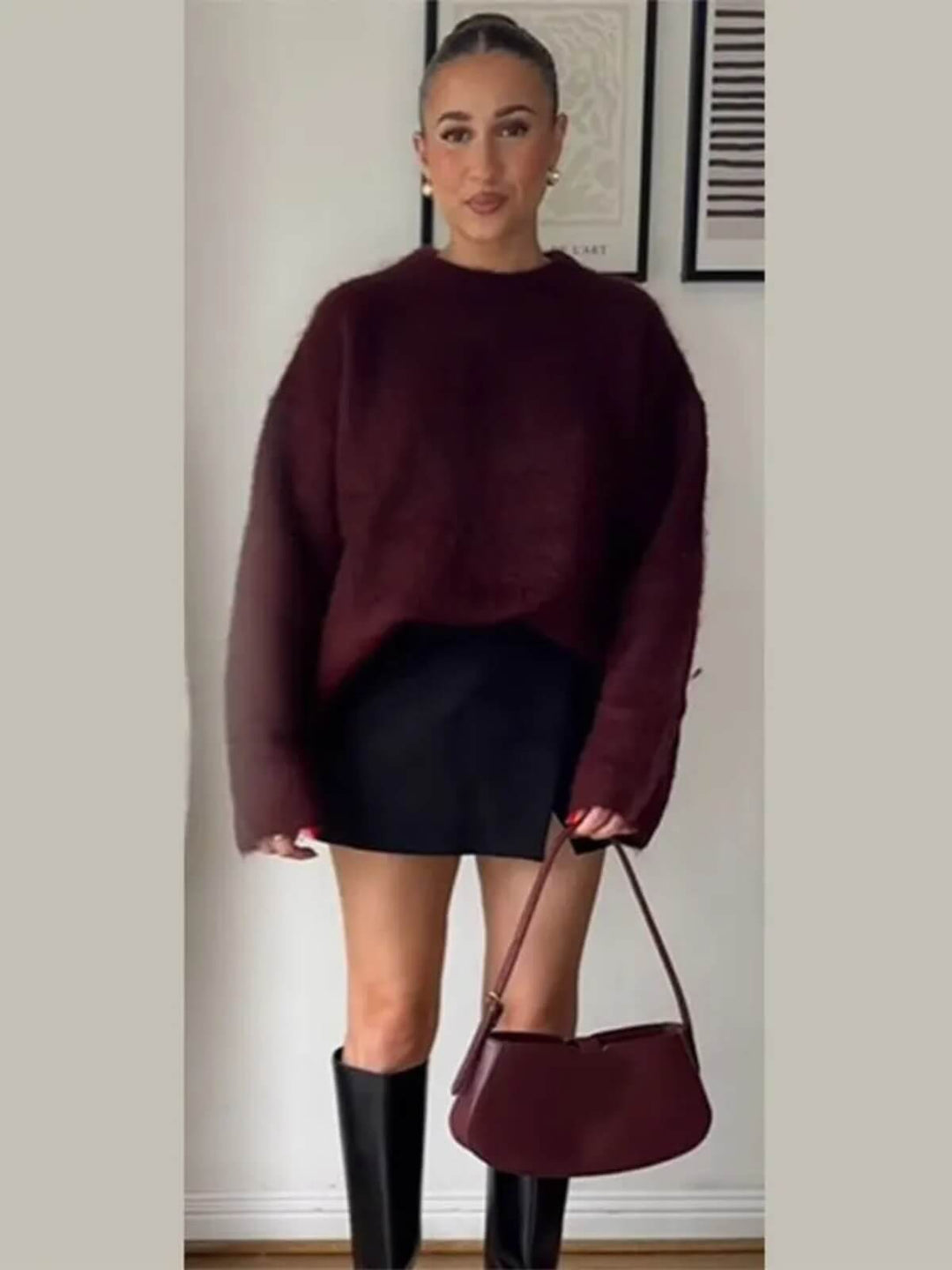 Elegant Long Sleeves O-neck Pullover Sweater