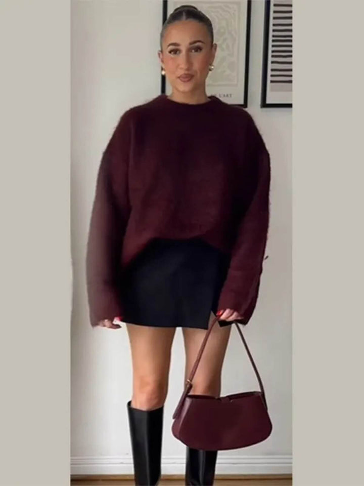 Elegant Long Sleeves O-neck Pullover Sweater