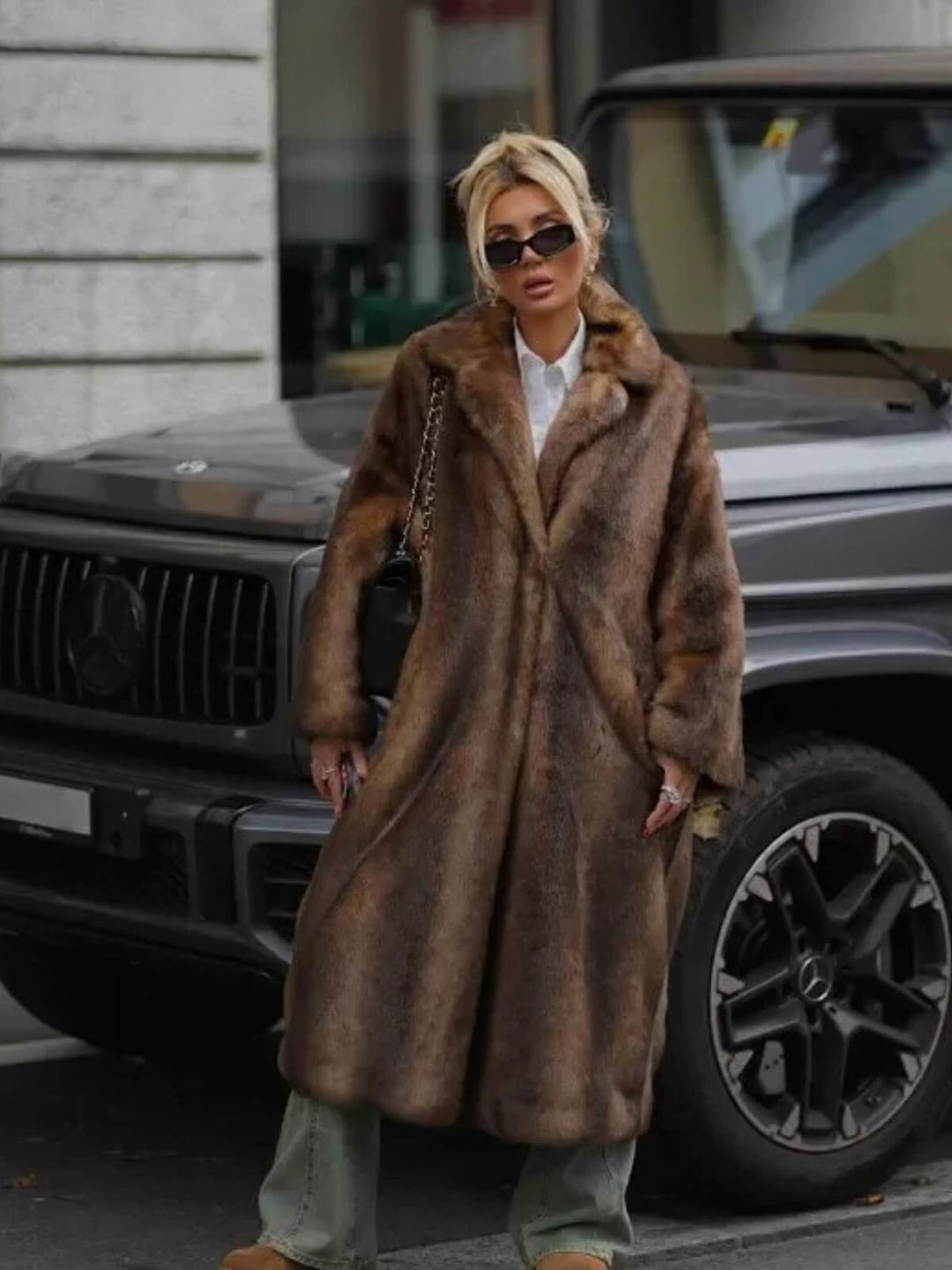 Luxurious Fluffy Long Trenchcoat