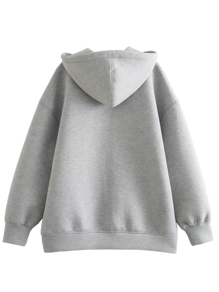 Casual Hooded Zip-Up Loose Jacket