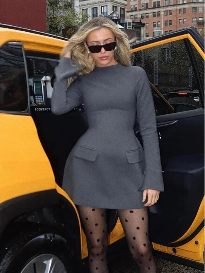 Sexy Long Sleeve Half Turtleneck Bodycon Dress