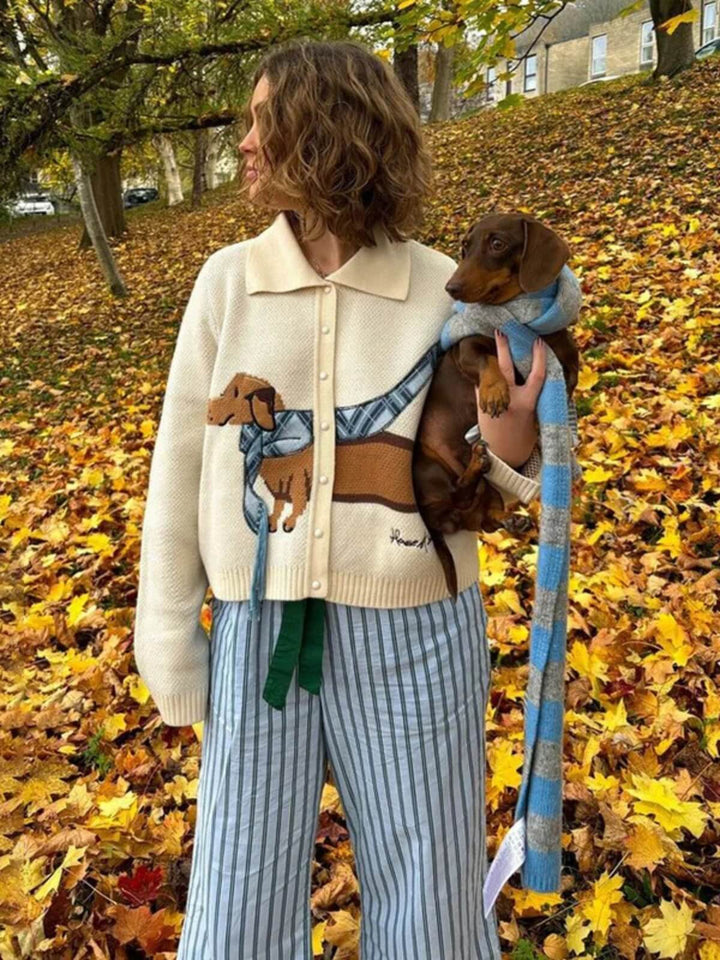 Chic Contrast Split Design Animal Print Sweater