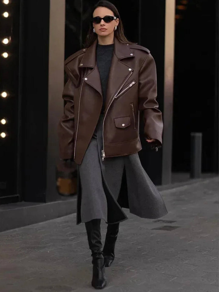 Retro Long Sleeve Zip-Up Loose Fit Coat