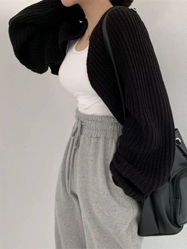 Minimalist Knitted Poncho Short Cardigan