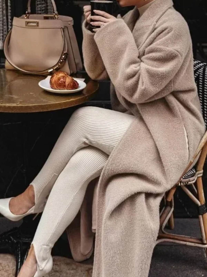 Fashion Lace-Up Long Sleeve Lapel Coat