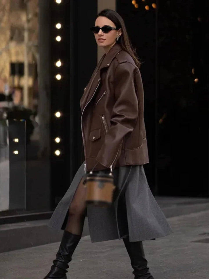 Retro Long Sleeve Zip-Up Loose Fit Coat