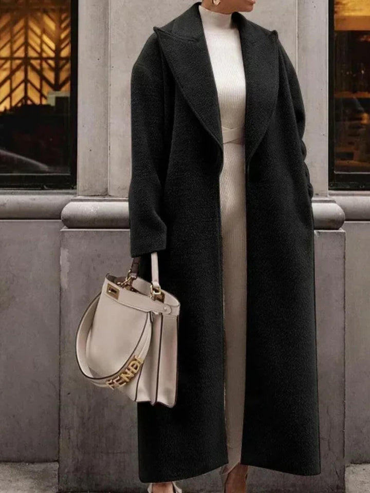 Fashion Lace-Up Long Sleeve Lapel Coat