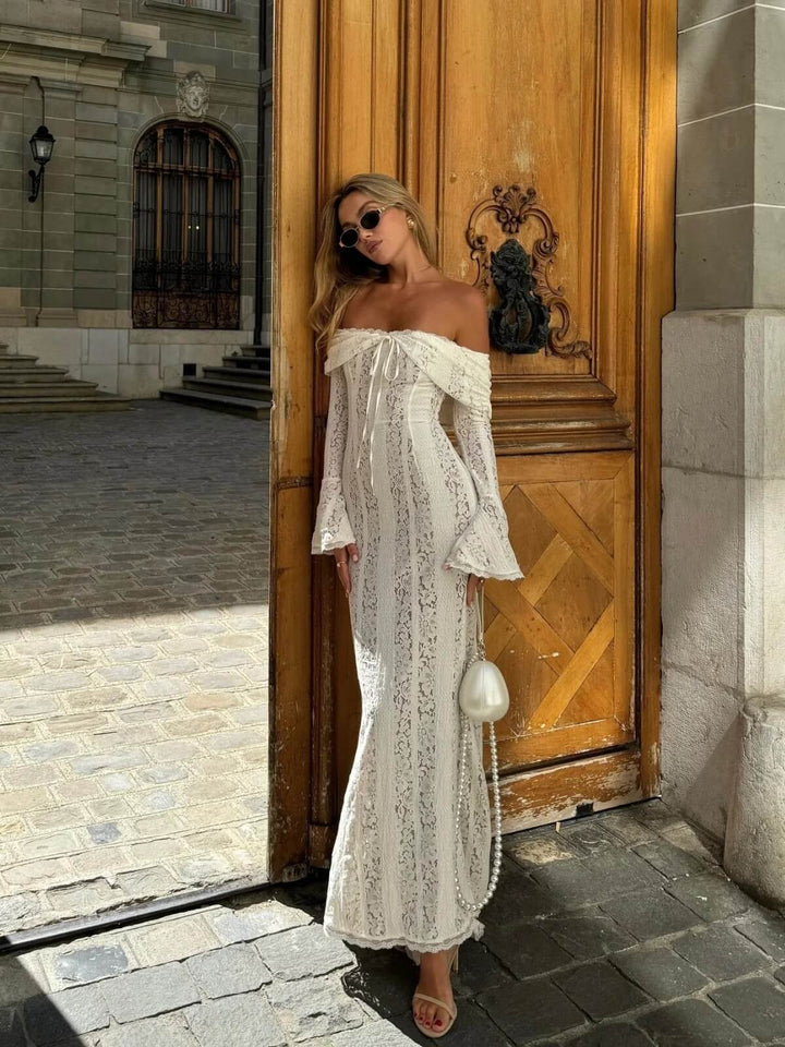 Women's Lace-Up Chest-Wrapped See-Through Maxi Dress