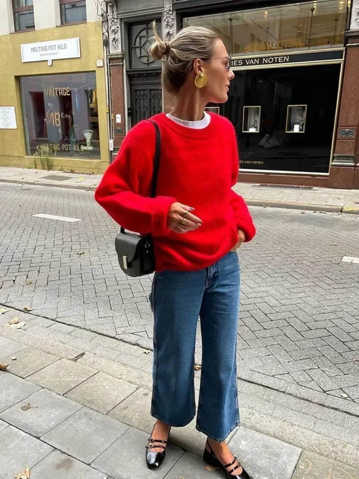 Elegant Long Sleeves O-neck Pullover Sweater