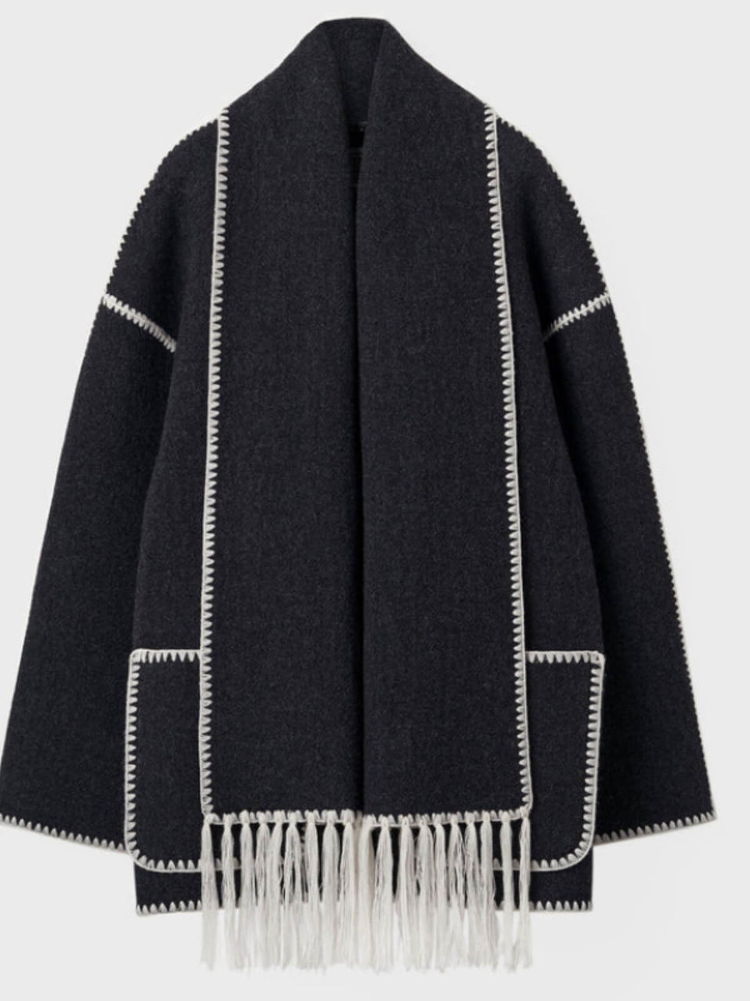 Elegant Scarf Button-Up Coat