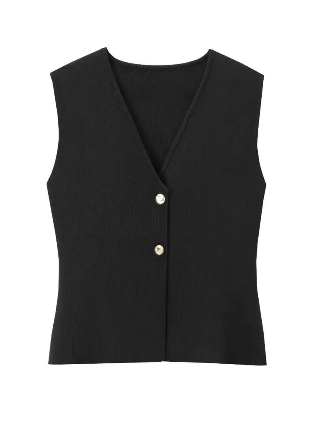 Women's Knitted Button V-neck Vest Top