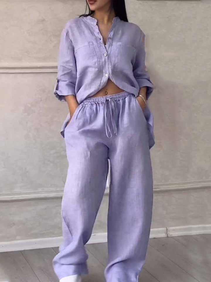 Women's Two-Piece Casual Outfit Shirt & Pants