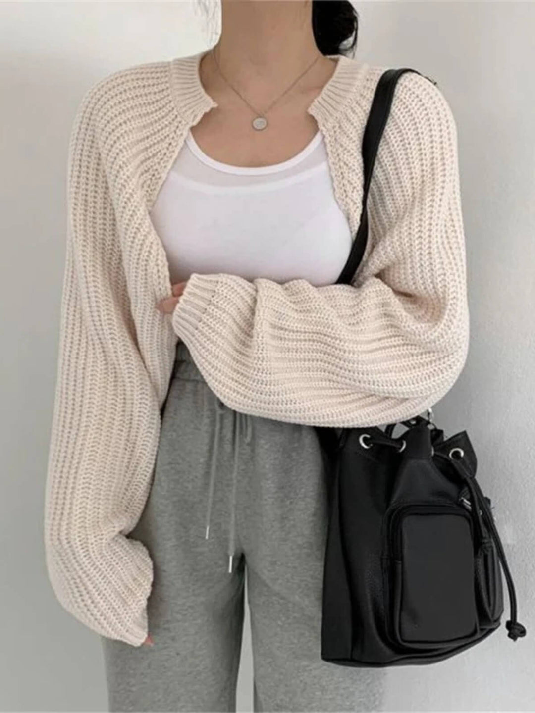 Minimalist Knitted Poncho Short Cardigan