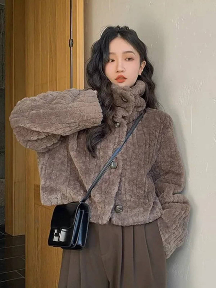 Women's Winter Stand Collar Cropped Padded Jacket