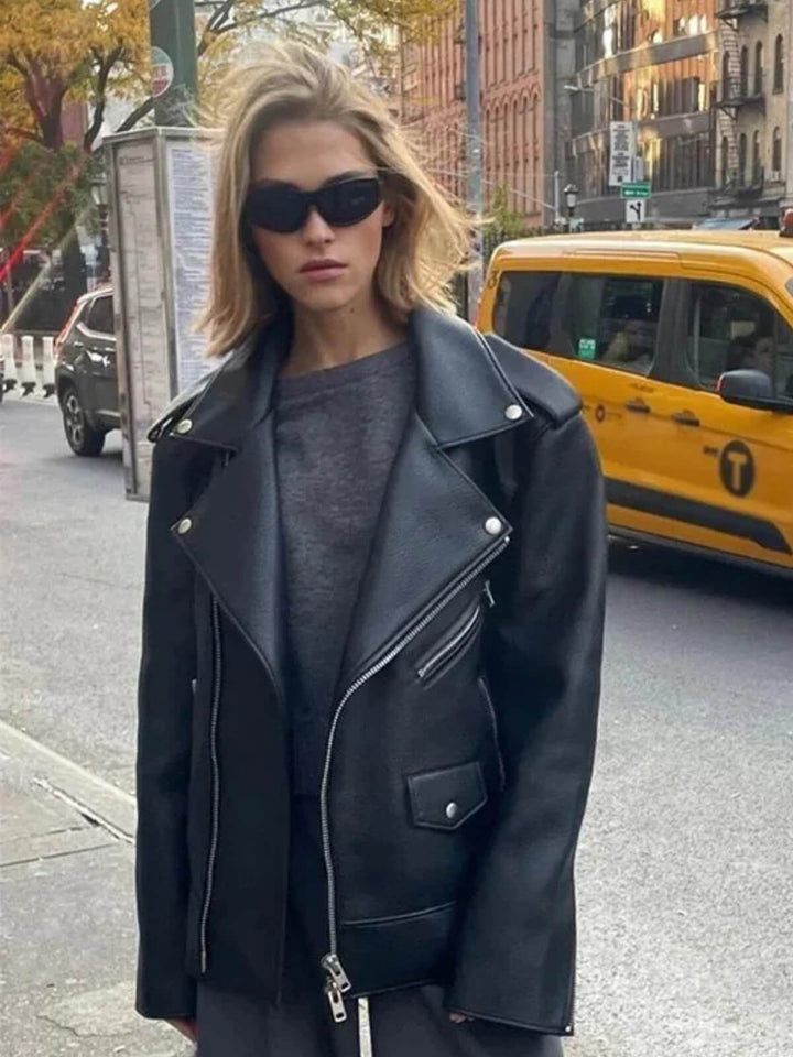 Retro Long Sleeve Zip-Up Loose Fit Coat