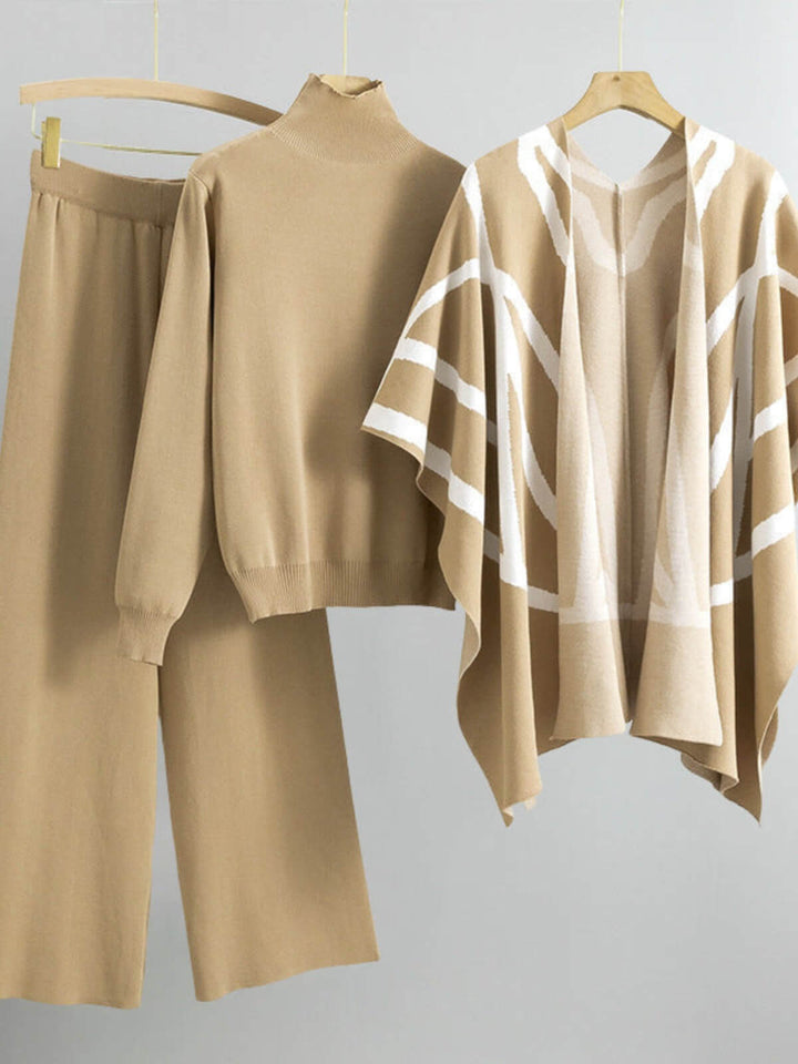 Casual Turtleneck Three-Piece Set