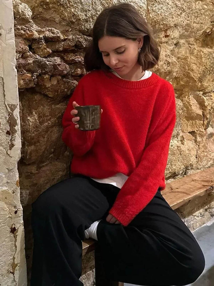 Elegant Long Sleeves O-neck Pullover Sweater