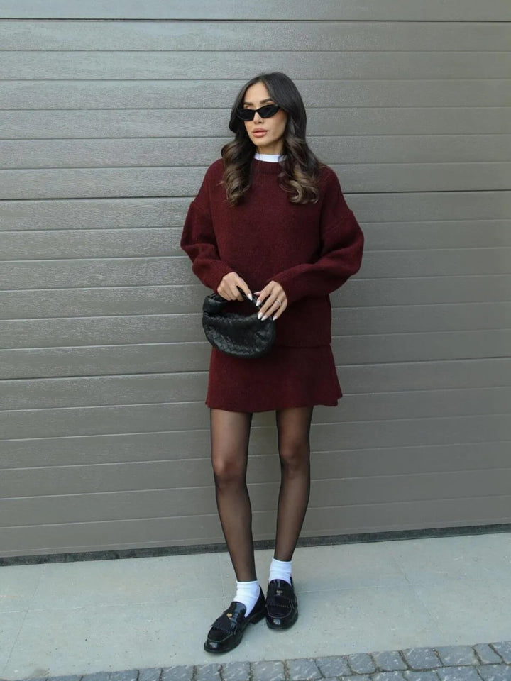 Elegant Sweater Skirt Set