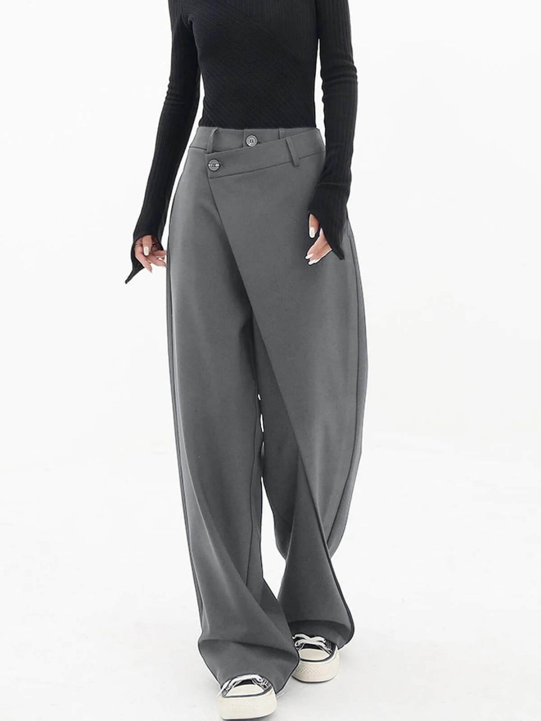 Modern Slanting Button Pants