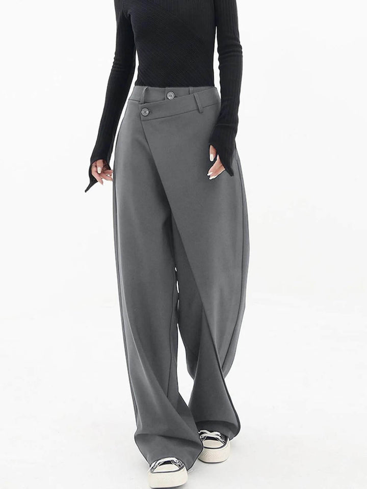 Modern Slanting Button Pants
