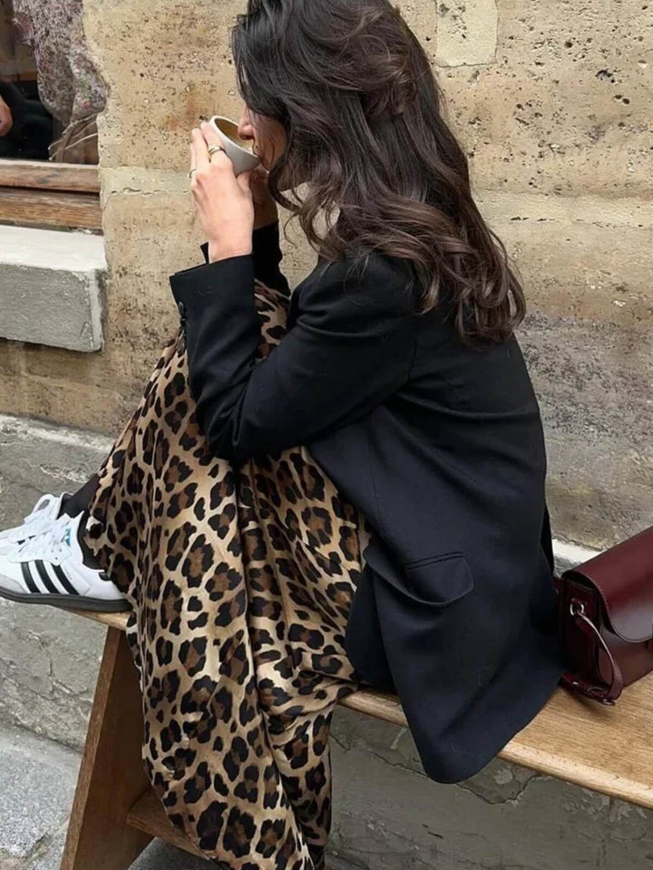 Vintage Leopard Print Long Skirt