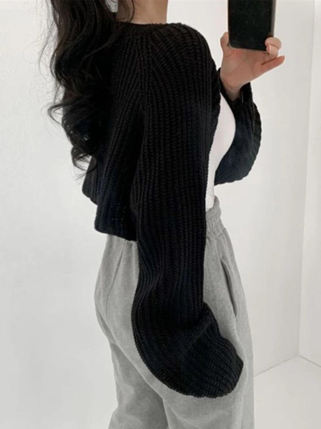 Minimalist Knitted Poncho Short Cardigan