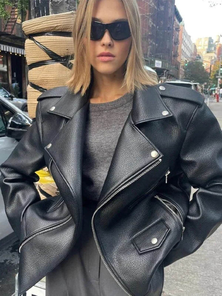 Retro Long Sleeve Zip-Up Loose Fit Coat