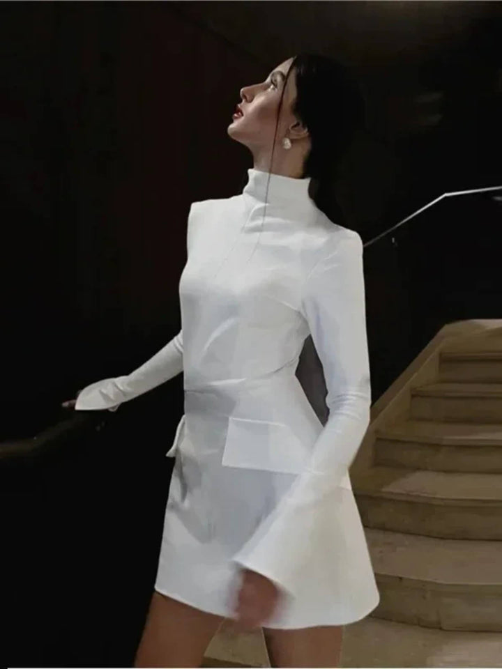 Sexy Long Sleeve Half Turtleneck Bodycon Dress