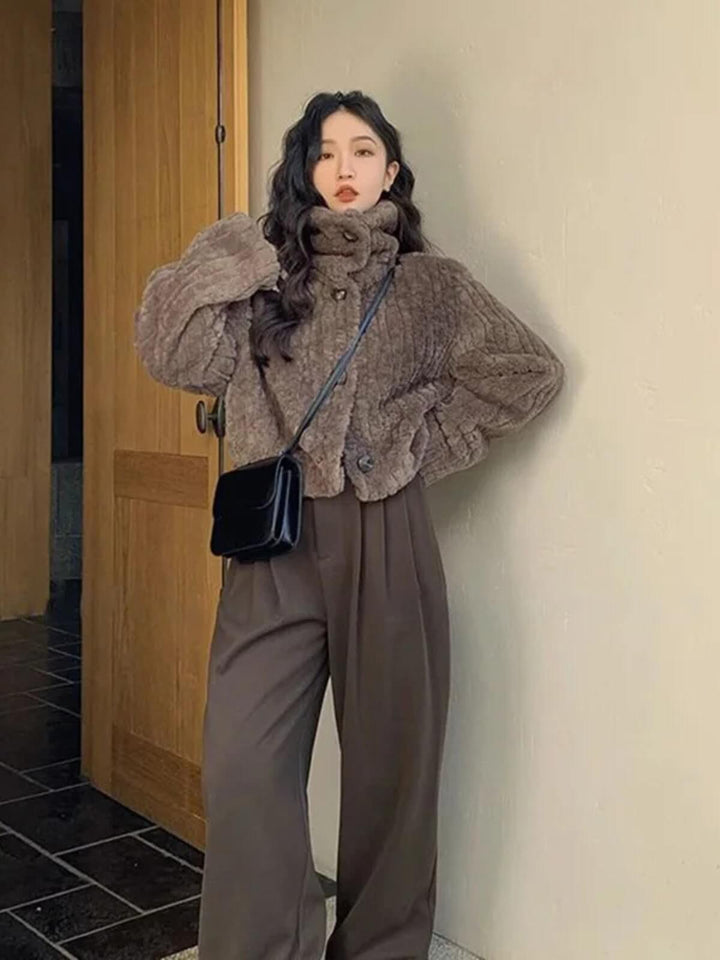 Women's Winter Stand Collar Cropped Padded Jacket