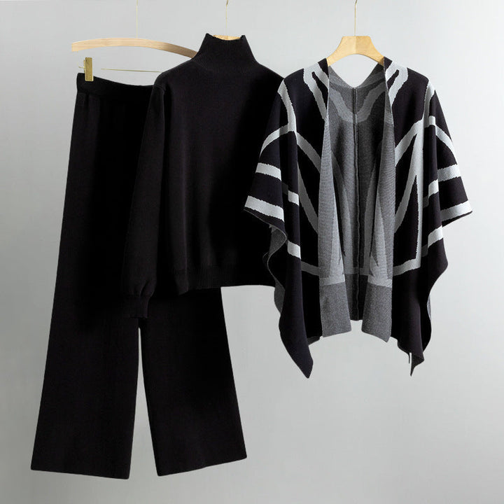 Casual Turtleneck Three-Piece Set