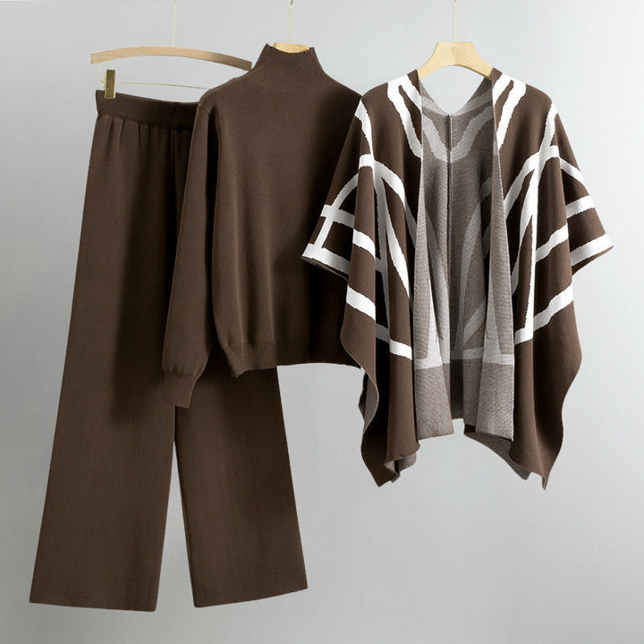 Casual Turtleneck Three-Piece Set