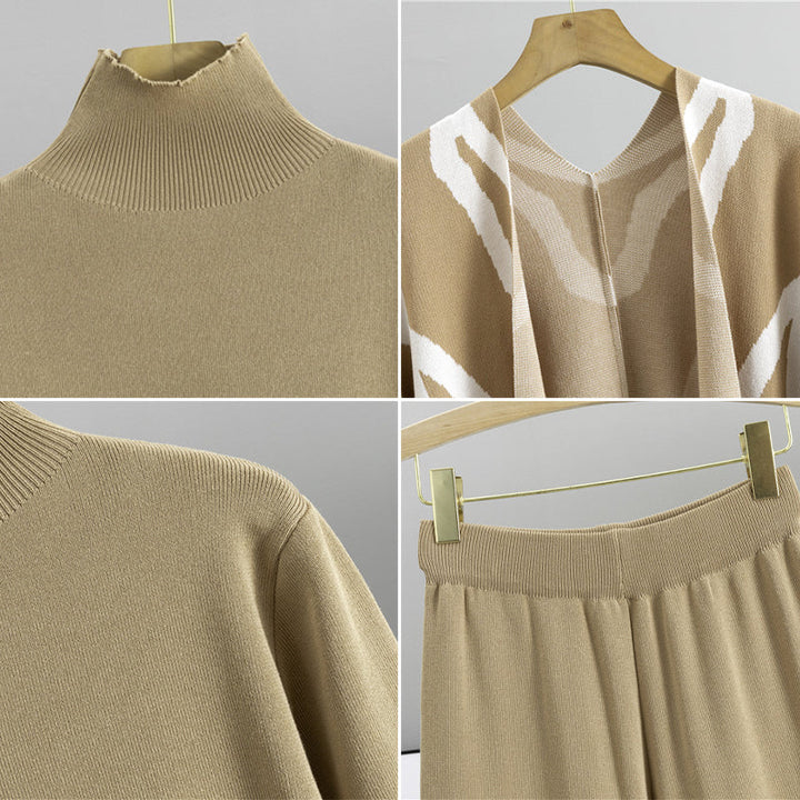 Casual Turtleneck Three-Piece Set