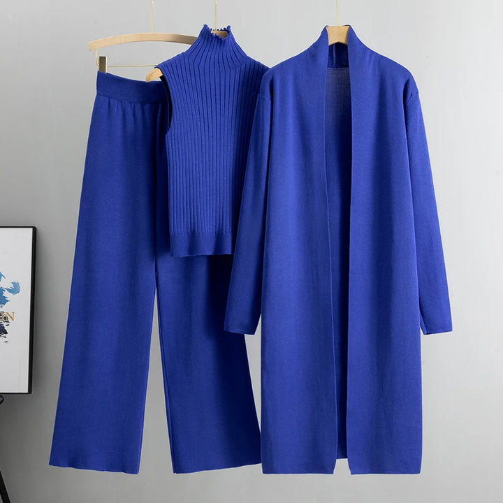 Vintage 3 Piece Tracksuits Knitted Pant Sweater Suit Set