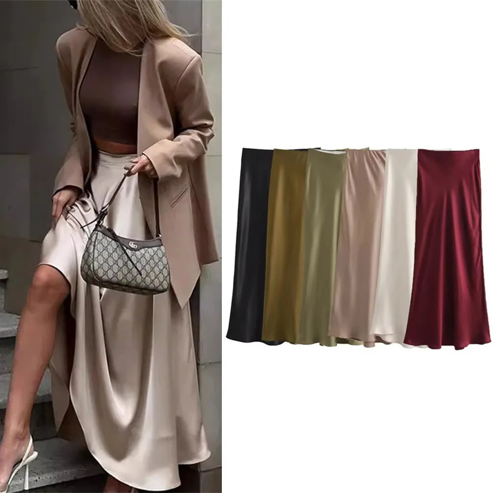 Elegant High Waist Long Skirt