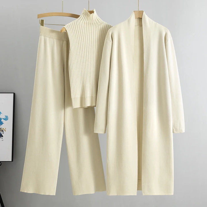 Vintage 3 Piece Tracksuits Knitted Pant Sweater Suit Set