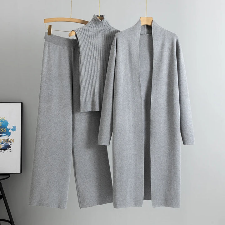 Vintage 3 Piece Tracksuits Knitted Pant Sweater Suit Set