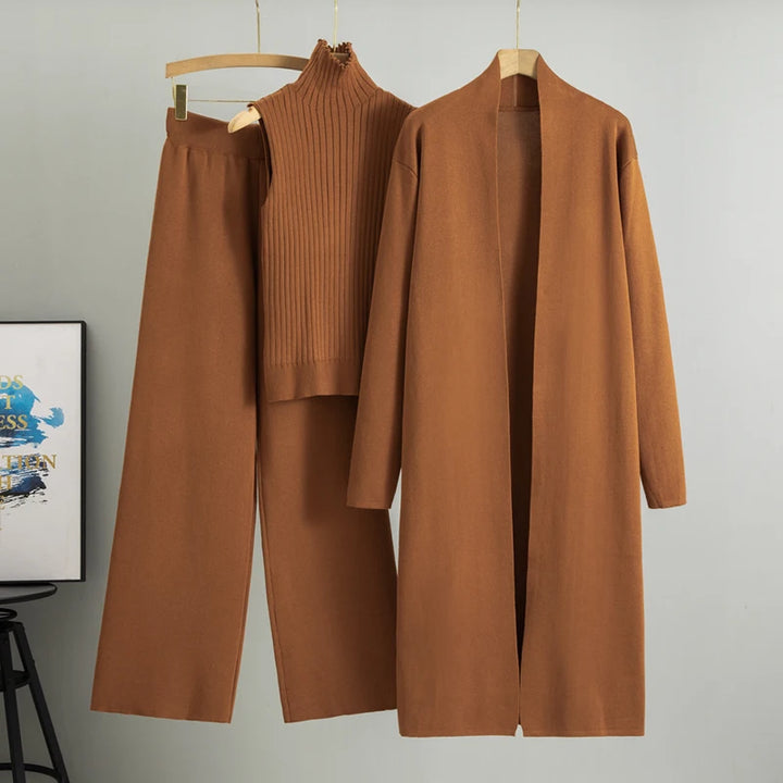 Vintage 3 Piece Tracksuits Knitted Pant Sweater Suit Set