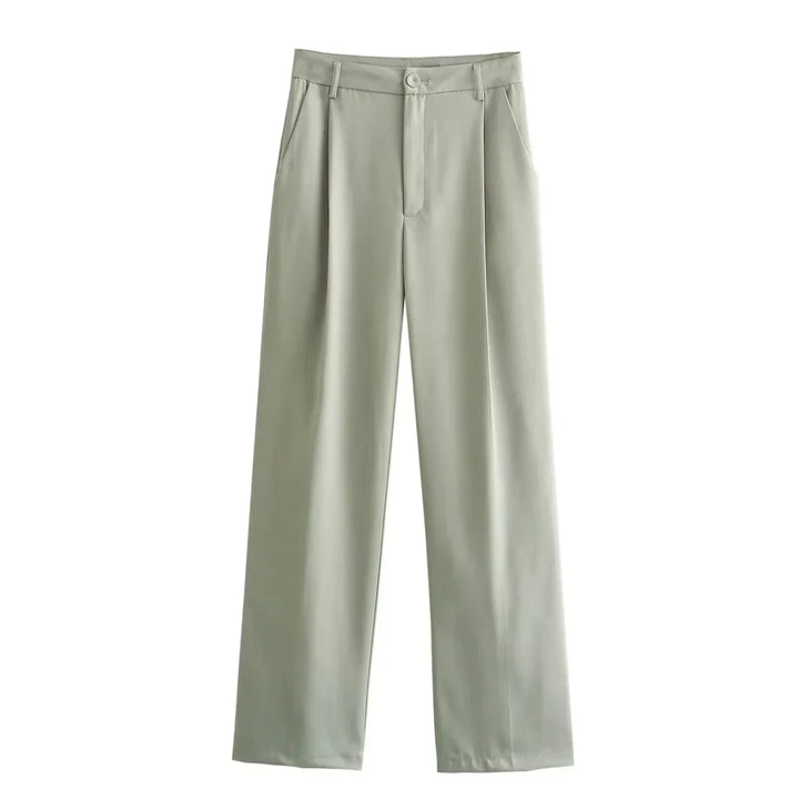 Fashionable Turn-down Collar Crop Jacket And Chic Wide Leg Pants