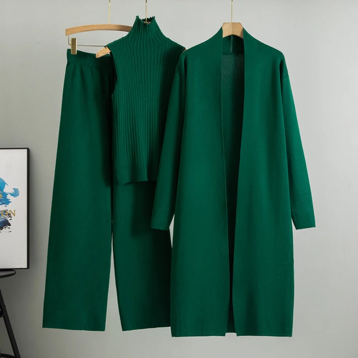 Vintage 3 Piece Tracksuits Knitted Pant Sweater Suit Set